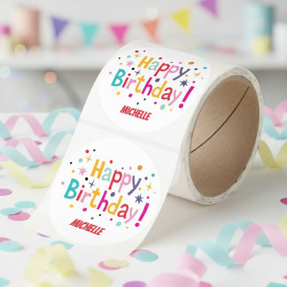 Retro Verjaardag Confetti Stickers