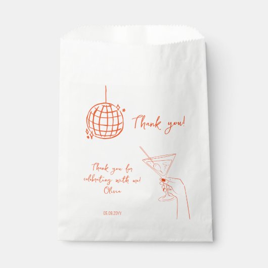 Retro Verjaardag Disco Ball cocktail dank u gunst Bedankzakje (Voorkant)