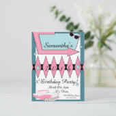 Retro verjaardag elke leeftijd, jaren 50 briefkaart (Staand voorkant)