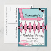 Retro verjaardag elke leeftijd, jaren 50 briefkaart (Voorkant / Achterkant)