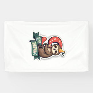 Retro Verjaardag Luiaard Meisje Feest Vector Desig Spandoek