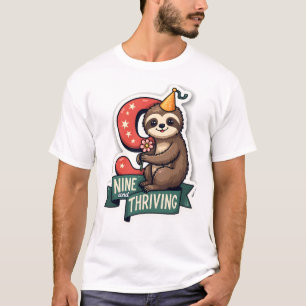 Retro Verjaardag Luiaard Meisje Feest Vector Desig T-shirt