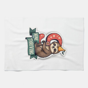 Retro Verjaardag Luiaard Meisje Feest Vector Desig Theedoek