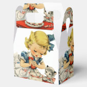 Retro Verjaardag Meisje Cake Kat Kinderen Kunstwer Bedankdoosjes (Geopend)
