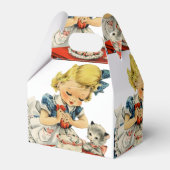 Retro Verjaardag Meisje Cake Kat Kinderen Kunstwer Bedankdoosjes (Voorkant Zijde)