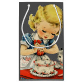Retro Verjaardag Meisje Cake Kat Kinderen Kunstwer Klein Cadeauzakje (Achterkant)