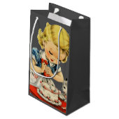 Retro Verjaardag Meisje Cake Kat Kinderen Kunstwer Klein Cadeauzakje (Achterkant Gekanteld)