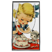 Retro Verjaardag Meisje Cake Kat Kinderen Kunstwer Klein Cadeauzakje (Voorkant)