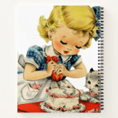 Retro Verjaardag Meisje Cake Kat Kinderen Kunstwer Notitieboek (Achterkant)