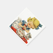 Retro Verjaardag Meisje Cake Kat Kinderen Kunstwer Servet (Hoek)