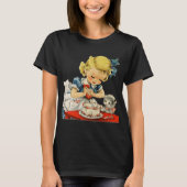 Retro Verjaardag Meisje Cake Kat Kinderen Kunstwer T-shirt (Voorkant)