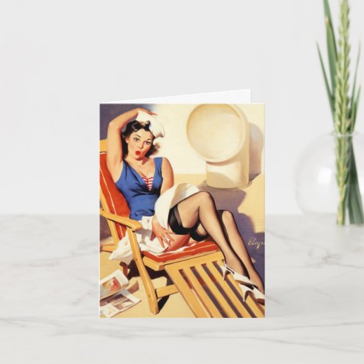 Retro Verjaardag Pin-up Kaart (Voorkant)