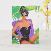 Retro Verjaardag van de Partij van het Strand van Kaart (Gele Bloem)