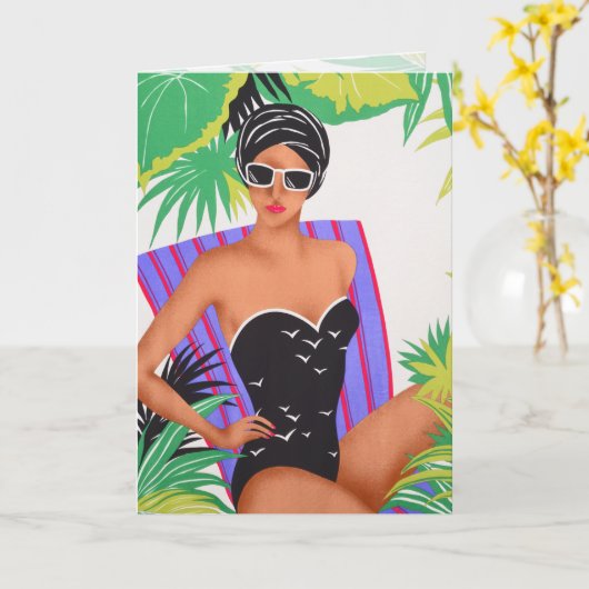 Retro Verjaardag van de Partij van het Strand van Kaart (Gele Bloem)