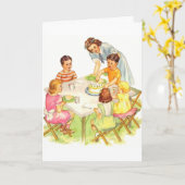 Retro Verjaardag Wenskaart Kaart (Gele Bloem)