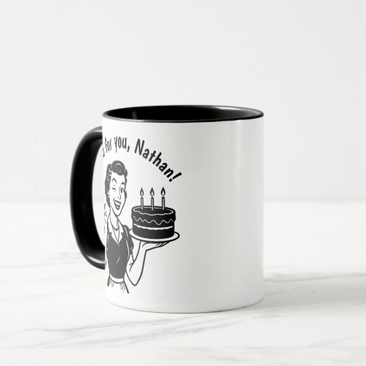 Retro verjaardagscadeau cadeau mok (Voorkant links)