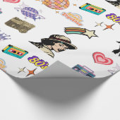 Retro verjaardagscadeau inpakpapier, familie, vrie cadeaupapier (Hoek)