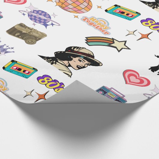 Retro verjaardagscadeau inpakpapier, familie, vrie cadeaupapier (Hoek)