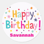 Retro Verjaardagsconfetti Stickers (Voorkant)