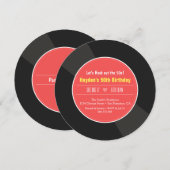 Retro Verjaardagsfeest Uitnodigingen Vinylplaat (Voorkant / Achterkant)