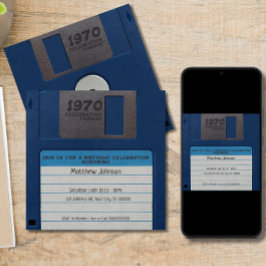 Retro verjaardagsfeestje, diskette kaart