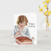 Retro verjaardagsgeld Geniet van de deeg Kaart Kaa (Gele Bloem)