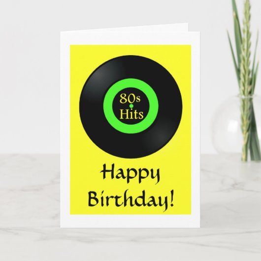 Retro verjaardagskaart Happy Birthday met record Kaart (Voorkant)