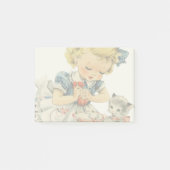 Retro Verjaardagsmeisje Cake Kat Kinderen Kunstwer Post-it® Notes (Voorkant)