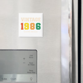 Retro verjaardagsontwerp uit 1986 in beperkte opla magneet