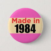 Retro verjaardagspeld 40e veertig jaar oud 1984 ronde button 5,7 cm (Voorkant)