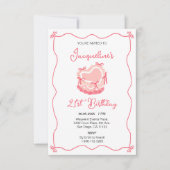 Retro verjaardagstaart uitnodiging (Voorkant)