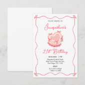 Retro verjaardagstaart uitnodiging (Voorkant / Achterkant)