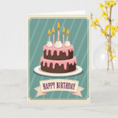 Retro Verjaardagstaartkaart Kaart (Gele Bloem)