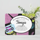 Retro verjaardagsuitnodiging 80s 90s Throw Back Kaart (Staand voorkant)