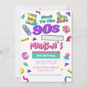 Retro verjaardagsuitnodiging, gedrukt of digitaal kaart (Voorkant)