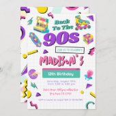 Retro verjaardagsuitnodiging, gedrukt of digitaal kaart (Voorkant / Achterkant)