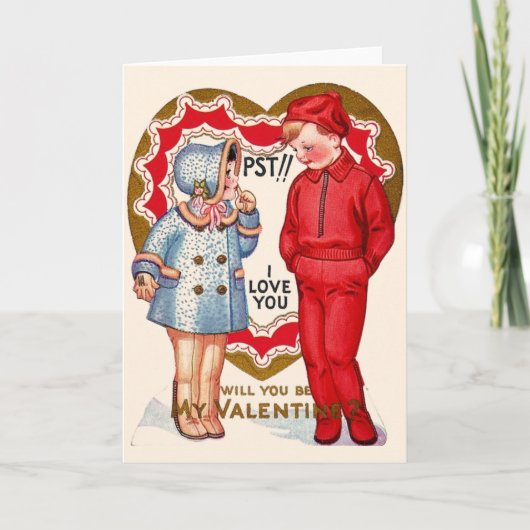 Retro Verklaring van Liefde Valentijnsdag Kaart (Voorkant)