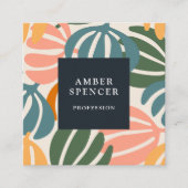 RETRO VERLAAT GROOVY BOTANICAL GIRLY VIERKANTE VISITEKAARTJE (Voorkant)