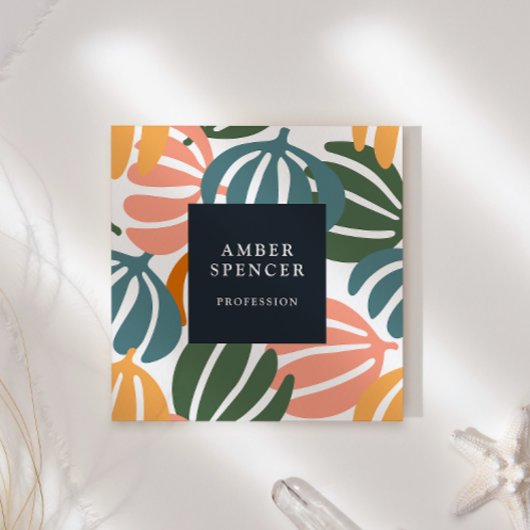 RETRO VERLAAT GROOVY BOTANICAL GIRLY VIERKANTE VISITEKAARTJE