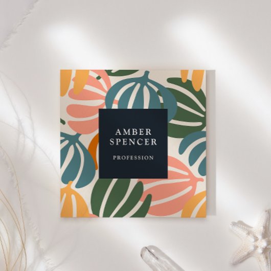 RETRO VERLAAT GROOVY BOTANICAL GIRLY VIERKANTE VISITEKAARTJE