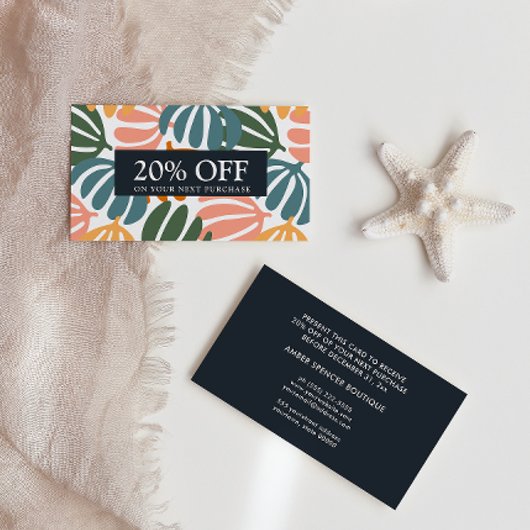 RETRO VERLAAT GROOVY BOTANISCHE coupon Kaart Visitekaartje