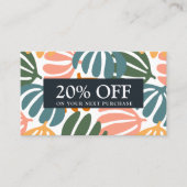 RETRO VERLAAT GROOVY BOTANISCHE coupon Kaart Visitekaartje (Voorkant)