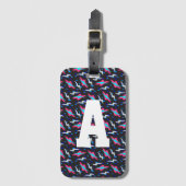 Retro Verlichtingsbliksem Monogram Bagagelabel (Voorkant (verticaal))