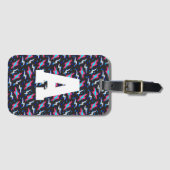 Retro Verlichtingsbliksem Monogram Bagagelabel (Voorkant (horizontaal))
