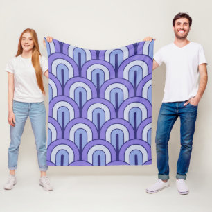 Retro Verlopend Geometrisch Waaierspatroon Fleece Deken