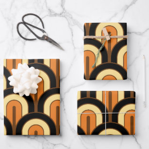Retro Verlopend Geometrisch Waaierspatroon Inpakpapier Vel