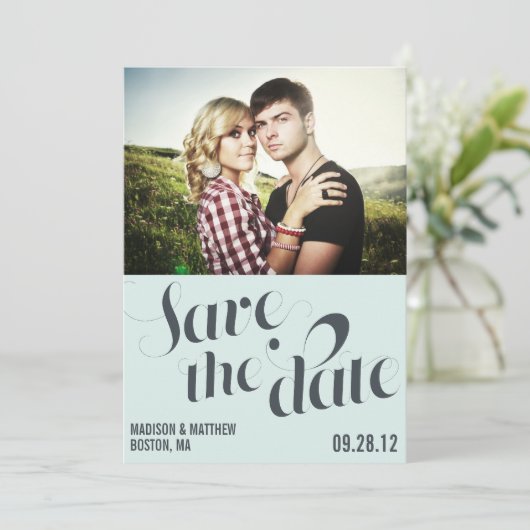 RETRO-VERLOVING | BEWAREN VAN DE DATUM VAN AANKOND SAVE THE DATE (Staand voorkant)