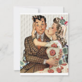 Retro Verloving Dinner Kaart (Voorkant)