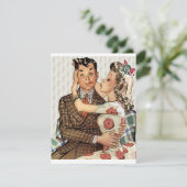 Retro Verloving Dinner Kaart (Staand voorkant)