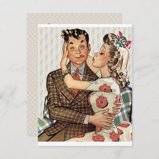 Retro Verloving Dinner Kaart (Voorkant / Achterkant)
